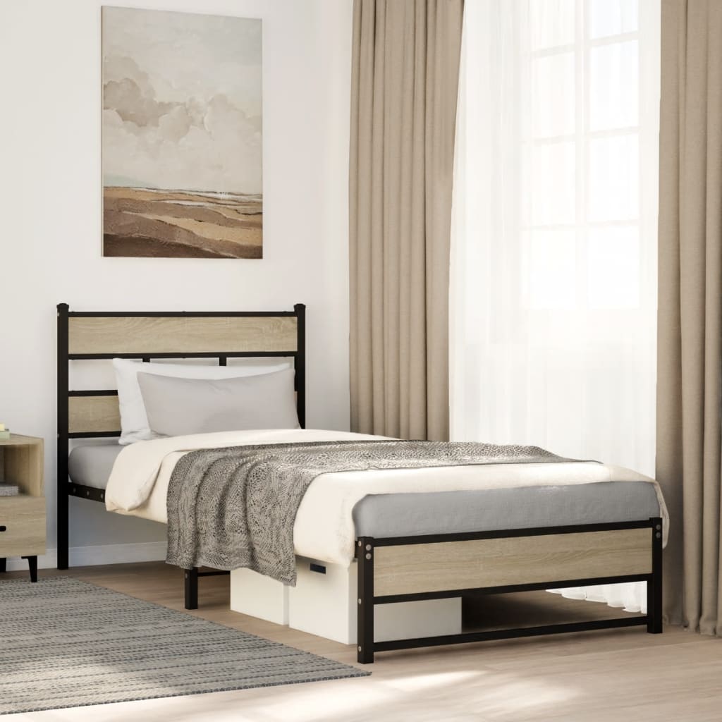 Metal Bedframe Sonoma Oak 80x200cm