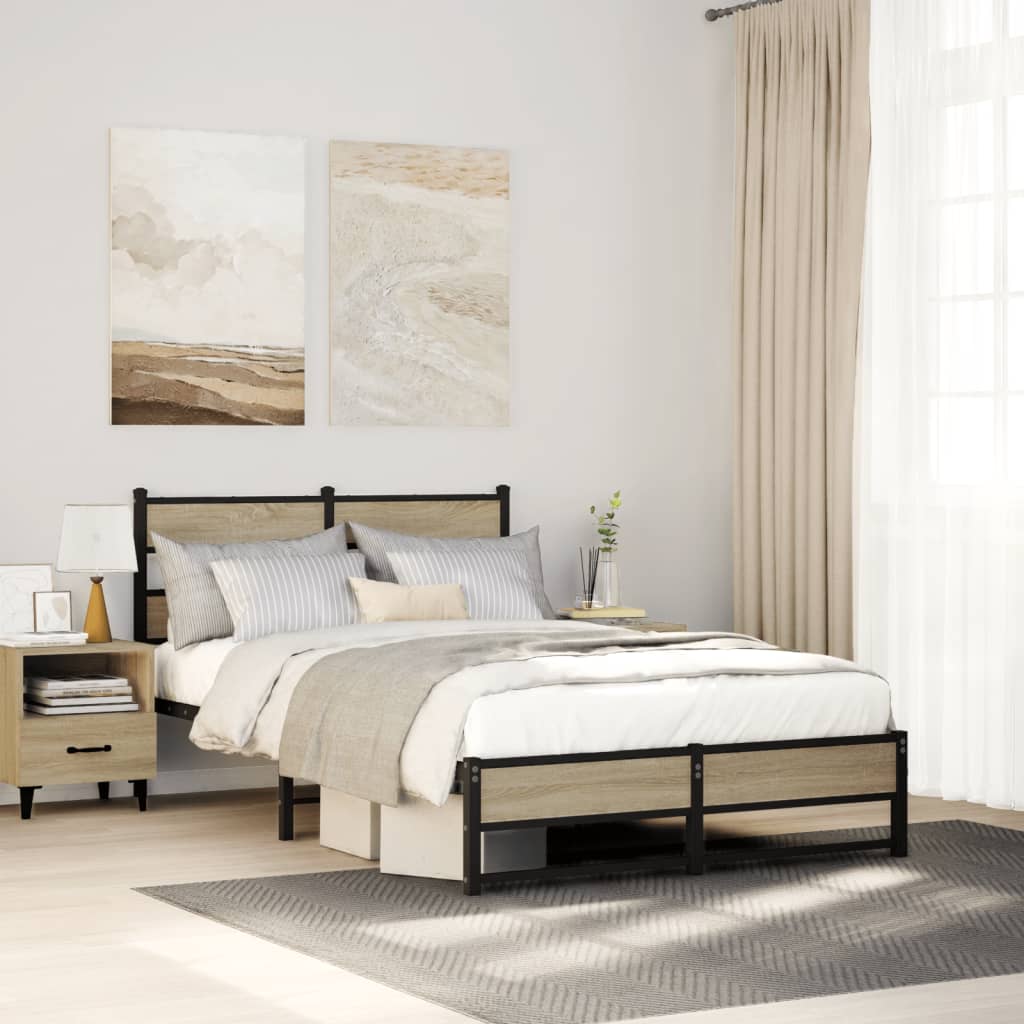 Metal Bedframe Sonoma Oak 120x190cm Small Double