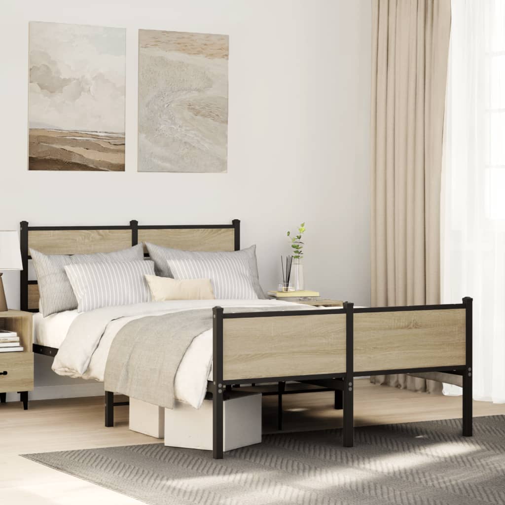 Bedframe Sonoma Oak 120x190cm Small Double Engineered Wood