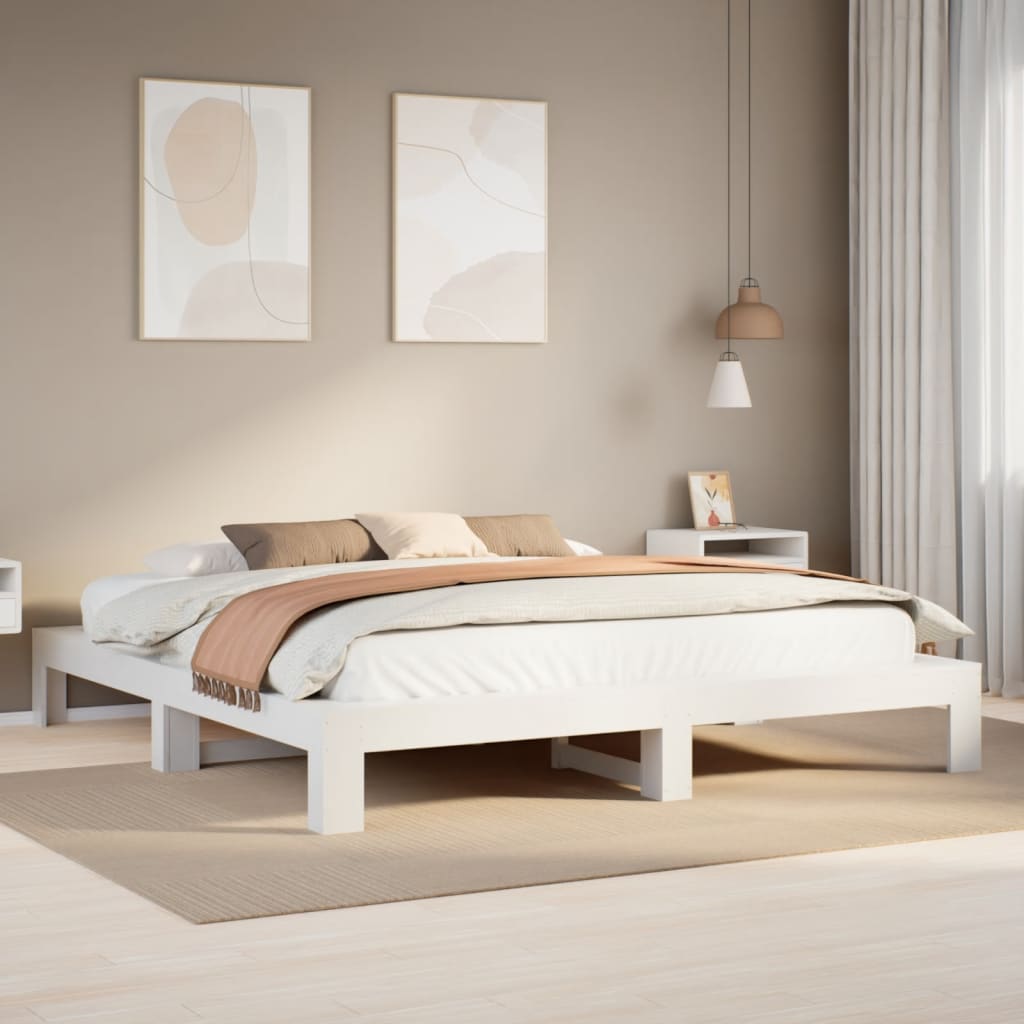 Bedframe White 180x200cm Super King Solid Wood Pine