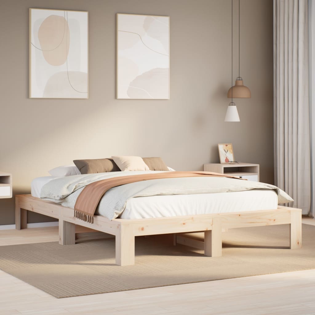 Bedframe 150x200cm King Size Solid Wood Pine