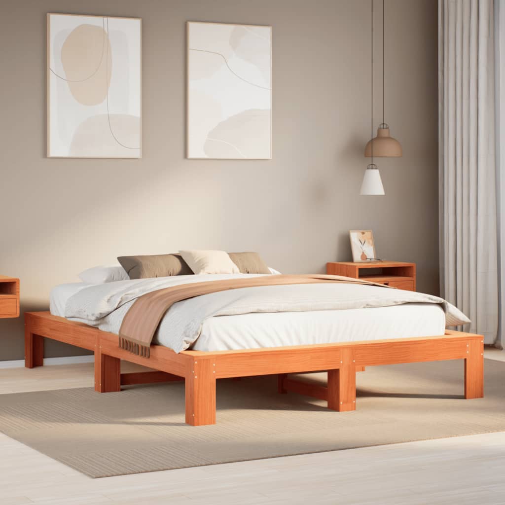 Bedframe Wax Brown 140x200cm Solid Wood Pine