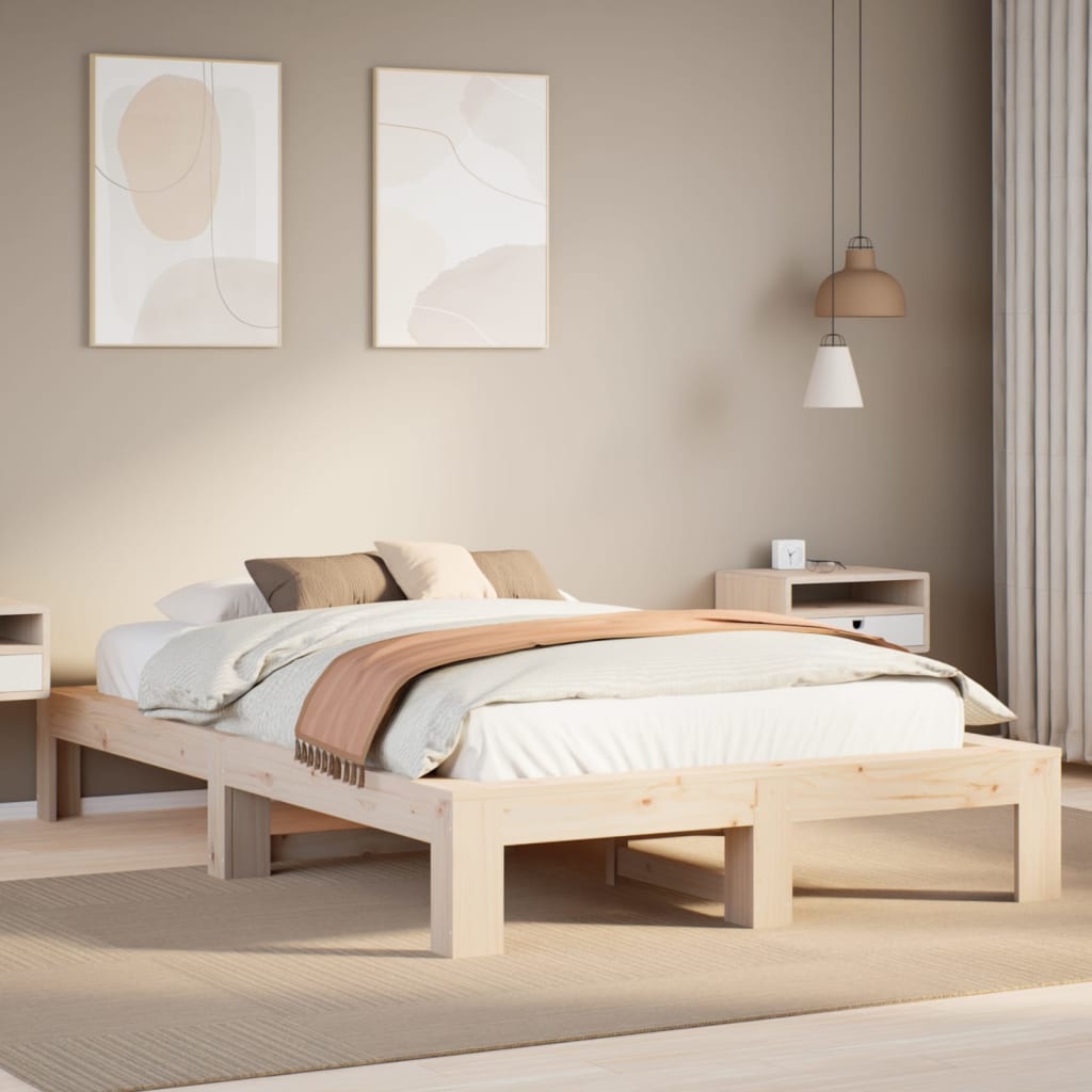 Bedframe 135x190cm Double Solid Wood Pine