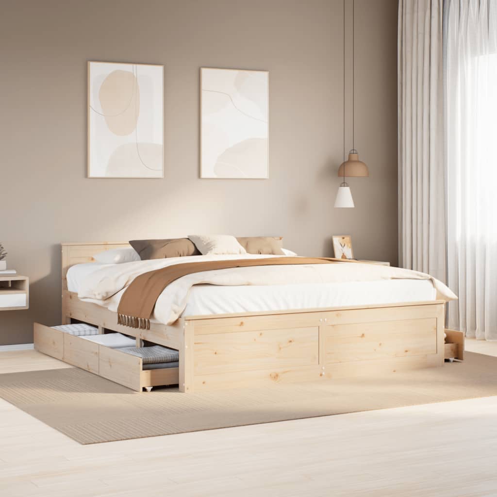 Bedframe with Headboard 180x200cm Super King Solid Wood Pine