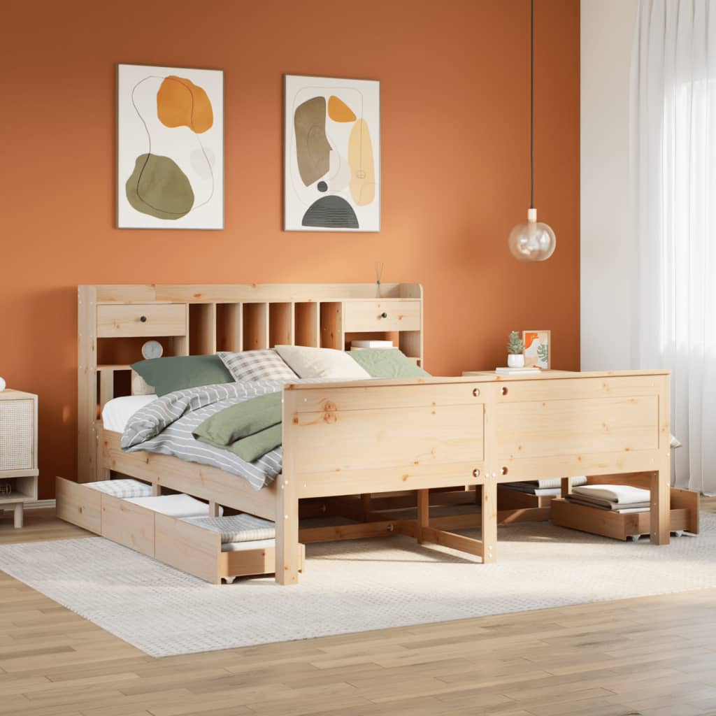 Bookcase Bed 180x200cm Super King Solid Wood Pine
