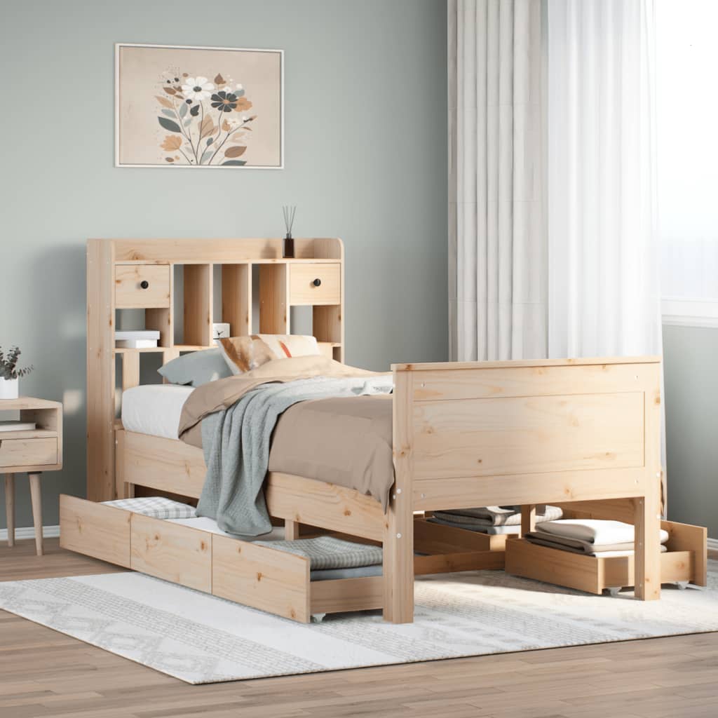 Bookcase Bed 90x190cm Single Solid Wood Pine