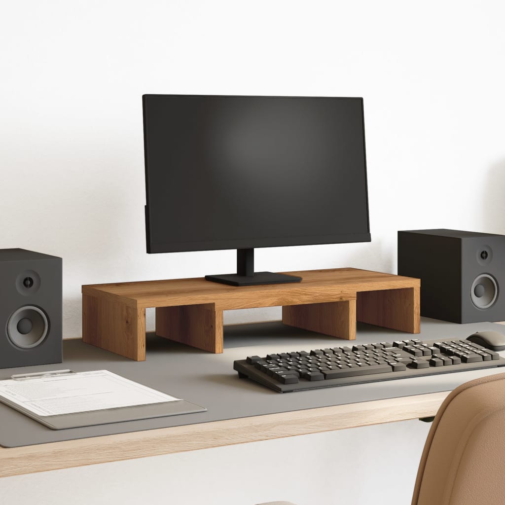 Monitor Stand Adjustable Artisian Oak 60x24x10.5 cm Engineered Wood