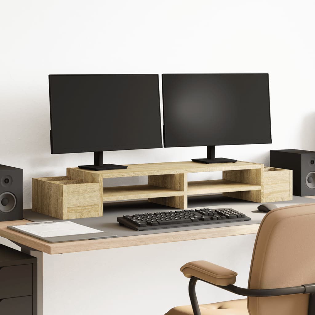Monitor Stand with Storage Sonoma Oak 100x27x15 cm Engineered Wood