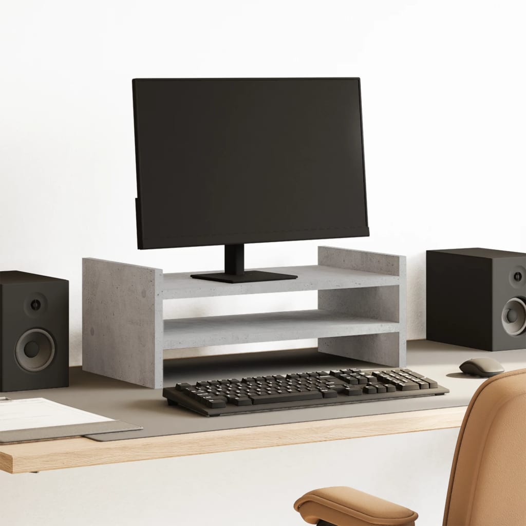 Monitor Stand Concrete Grey 50x27x20 cm Engineered Wood