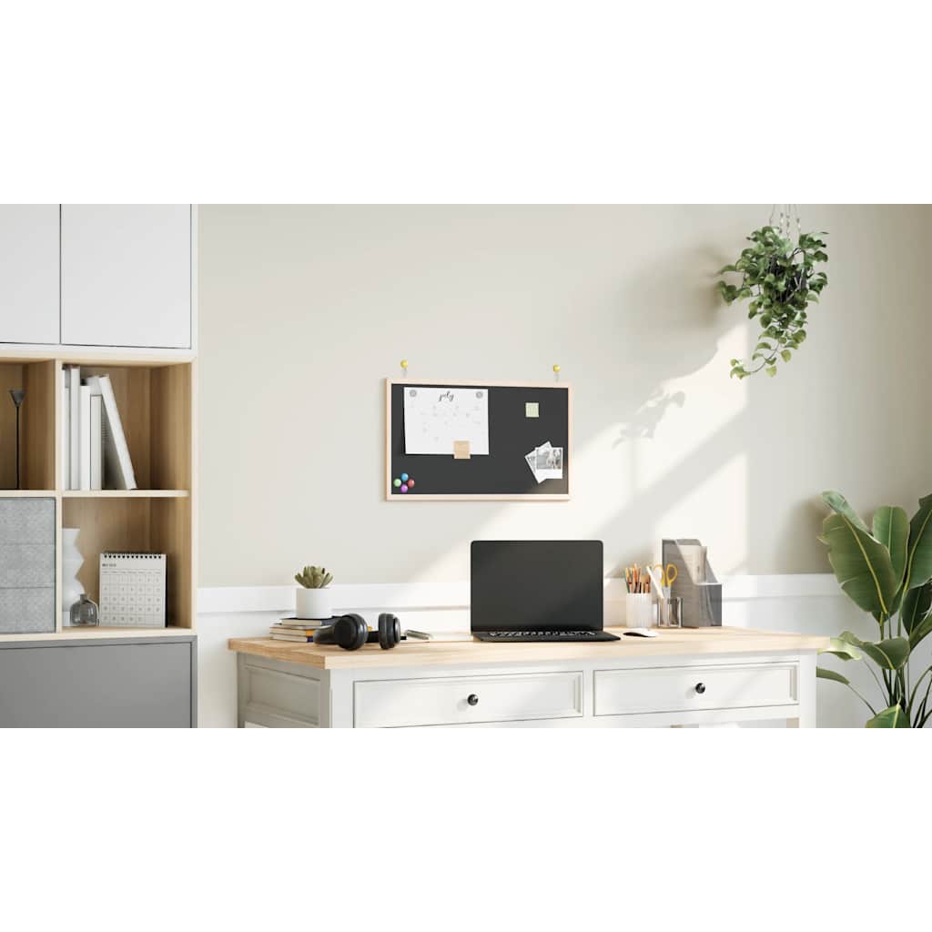 Chalkboard with Solid Pine Wood Frame Black 60x40 cm