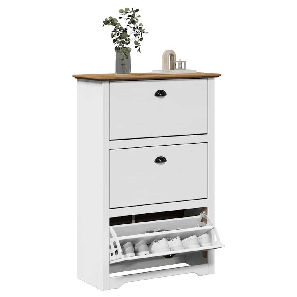 GLACIER Large Shoe Rack White and Brown