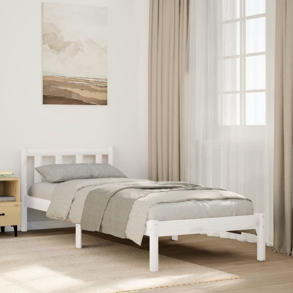 Extra Long Bedframe White 90x210cm Solid Wood Pine