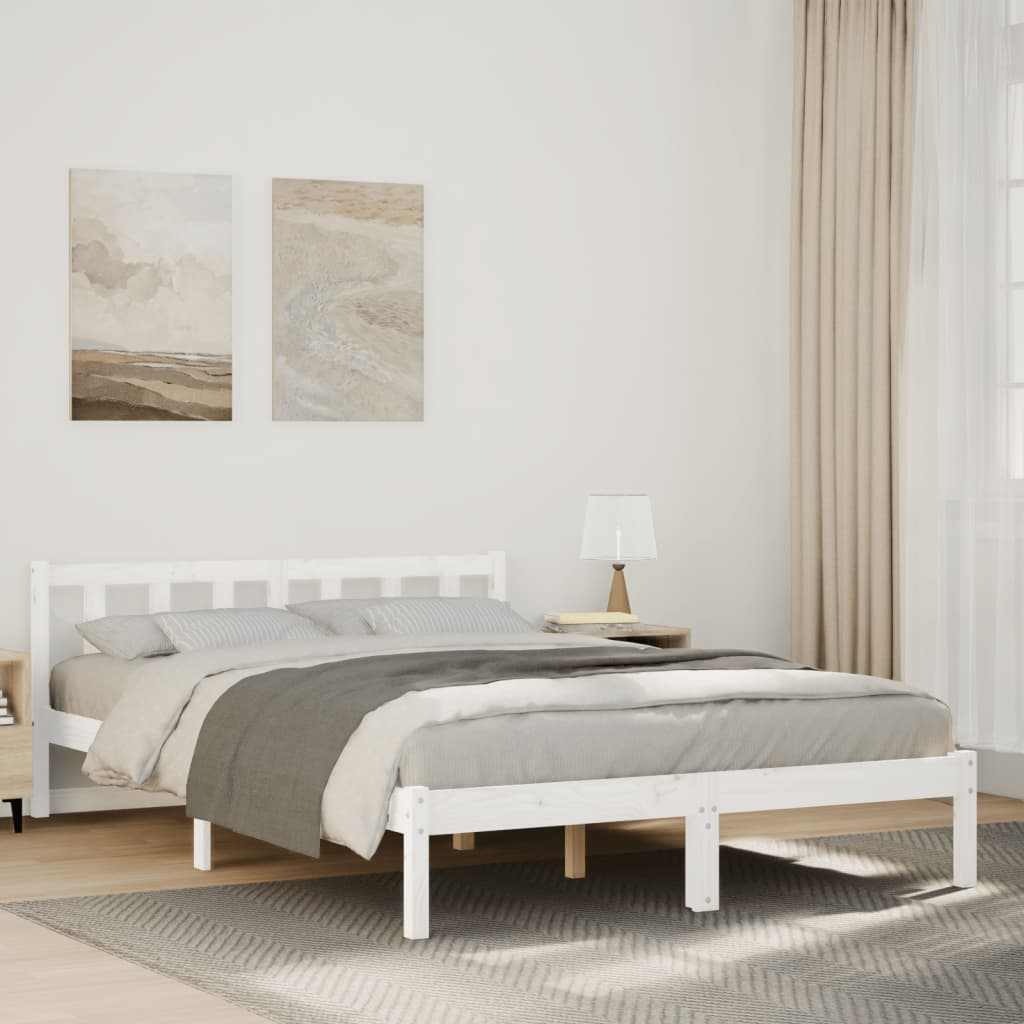 Extra Long Bedframe White 160x210cm Solid Wood Pine