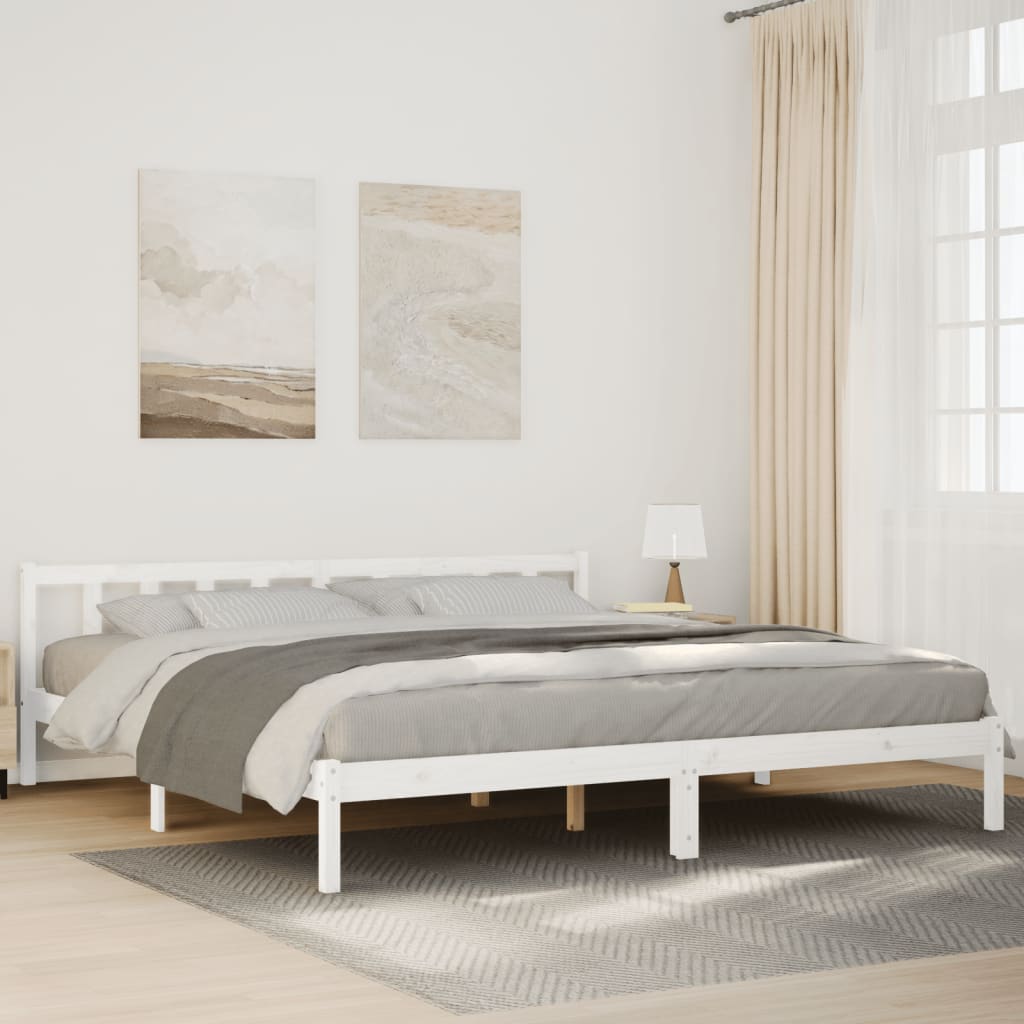 Extra Long Bedframe White 200x210cm Solid Wood Pine
