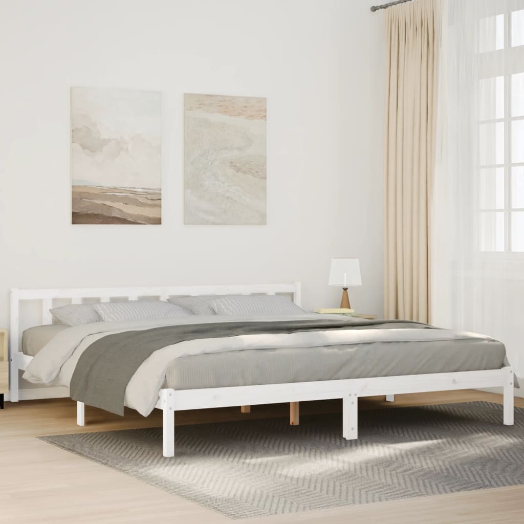 Extra Long Bedframe White 180x220cm Solid Wood Pine