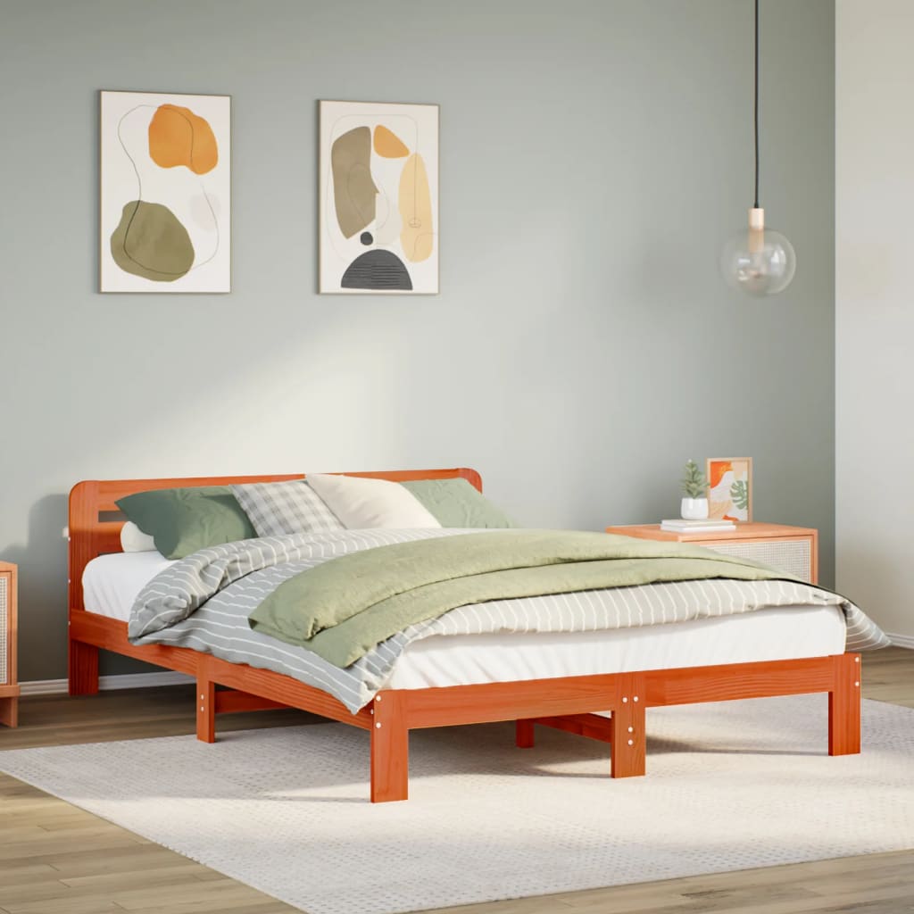 Bedframe Wax Brown 120x200cm Solid Wood Pine