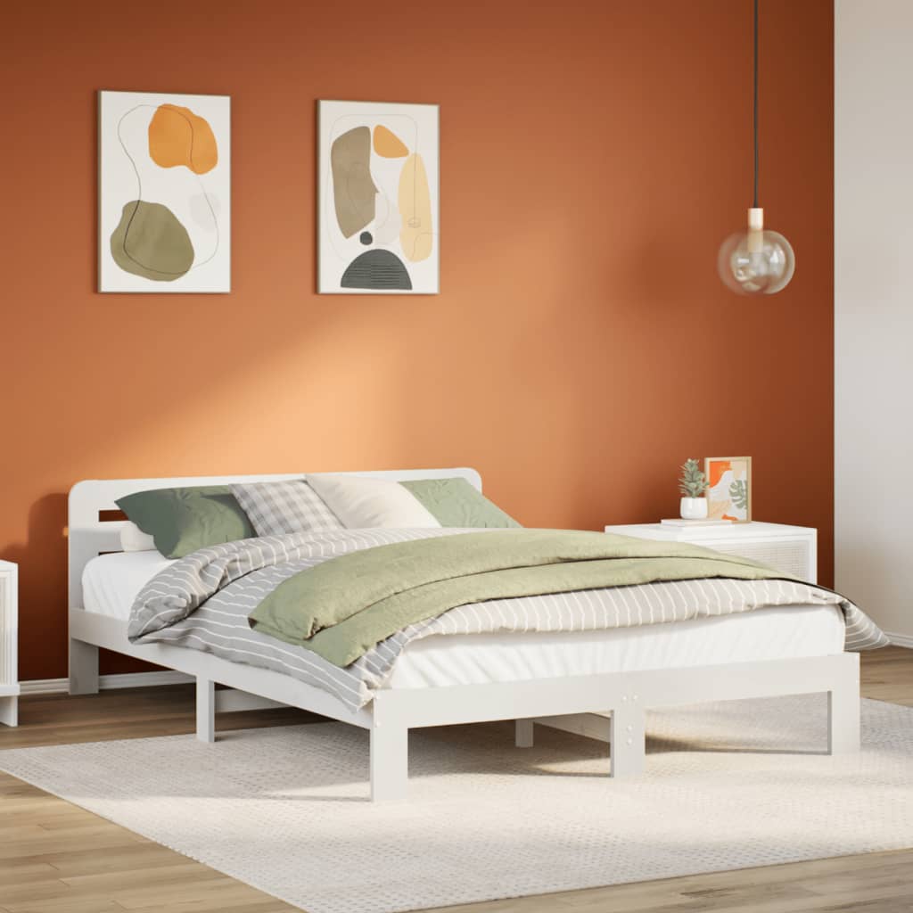 Bedframe White 140x200cm Solid Wood Pine
