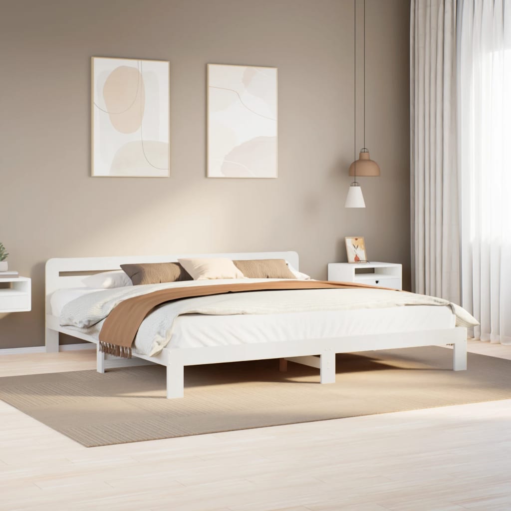 Bedframe White 180x200cm Super King Solid Wood Pine