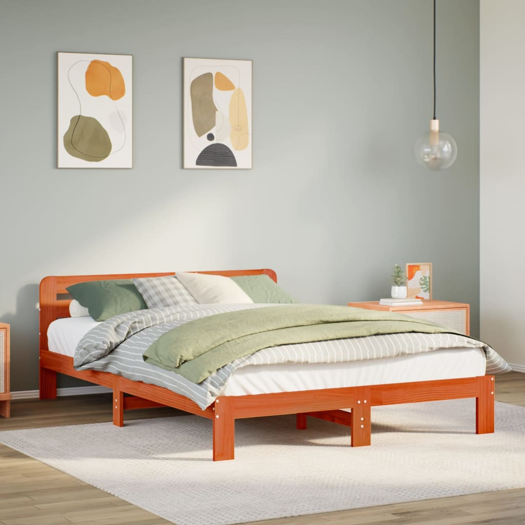 Bedframe Wax Brown 120x190cm Small Double Solid Wood Pine