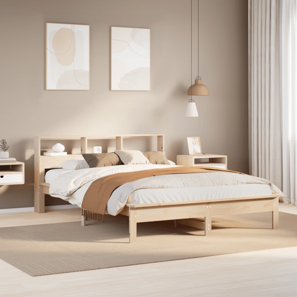 Bookcase Bed 120x200cm Solid Wood Pine