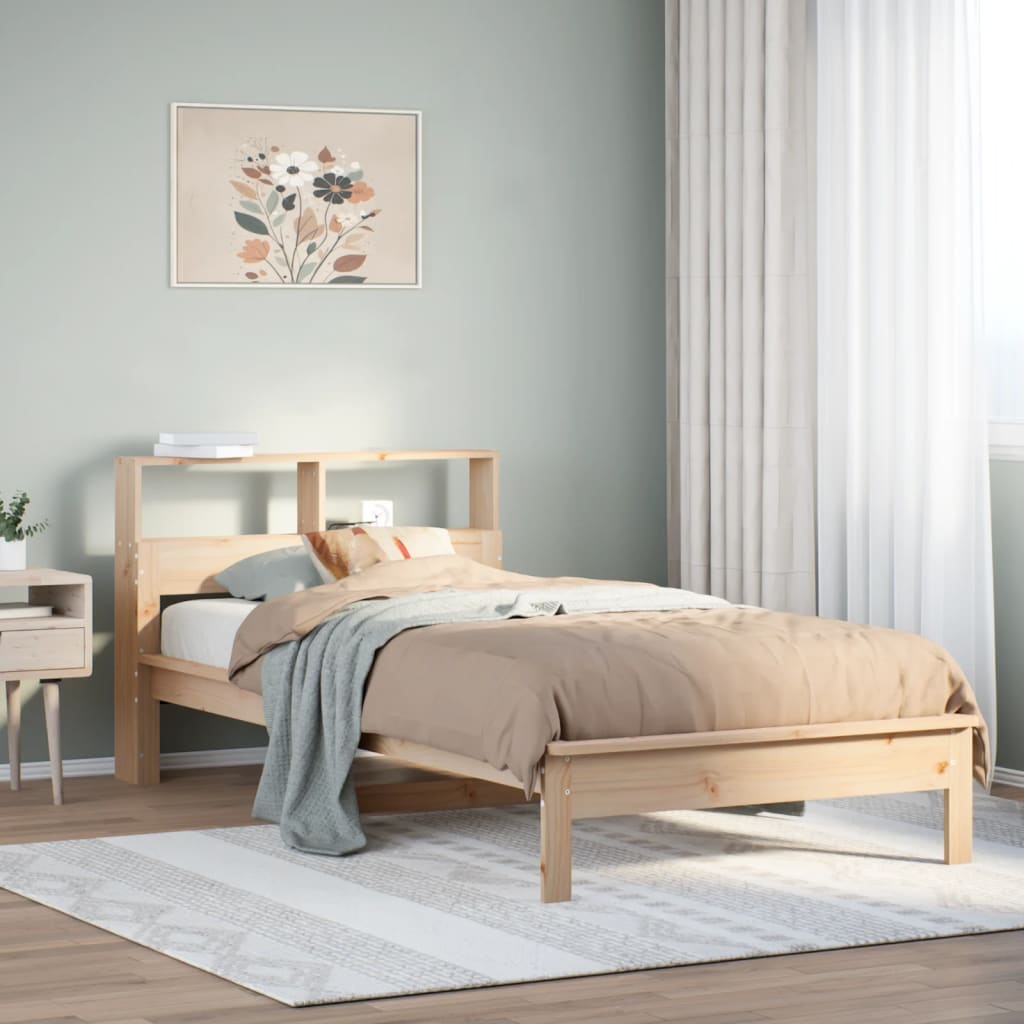 Bookcase Bed 90x200cm Solid Wood Pine