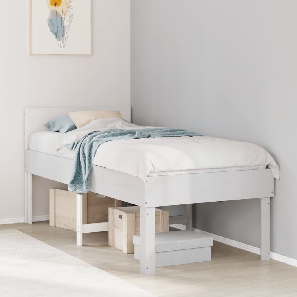 Bedframe White 75x190cm Small Single Solid Wood Pine