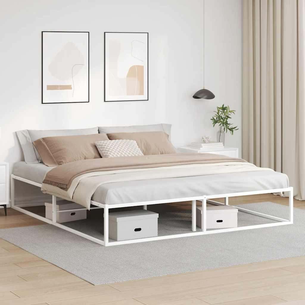 Bedframe White 180x200cm Super King Metal
