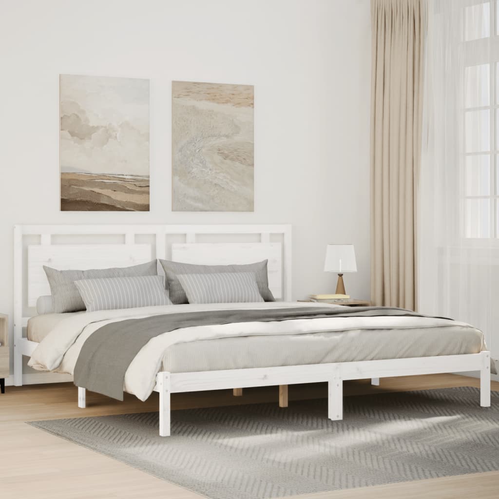 Extra Long BedframeÂ White 200x210cm Solid Wood