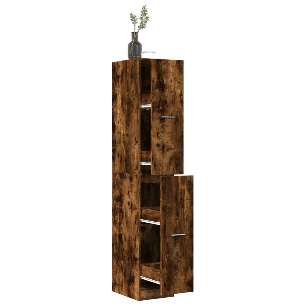 Apothecary Cabinet Smoked Oak 30x41x174.5 cm Engineered Wood