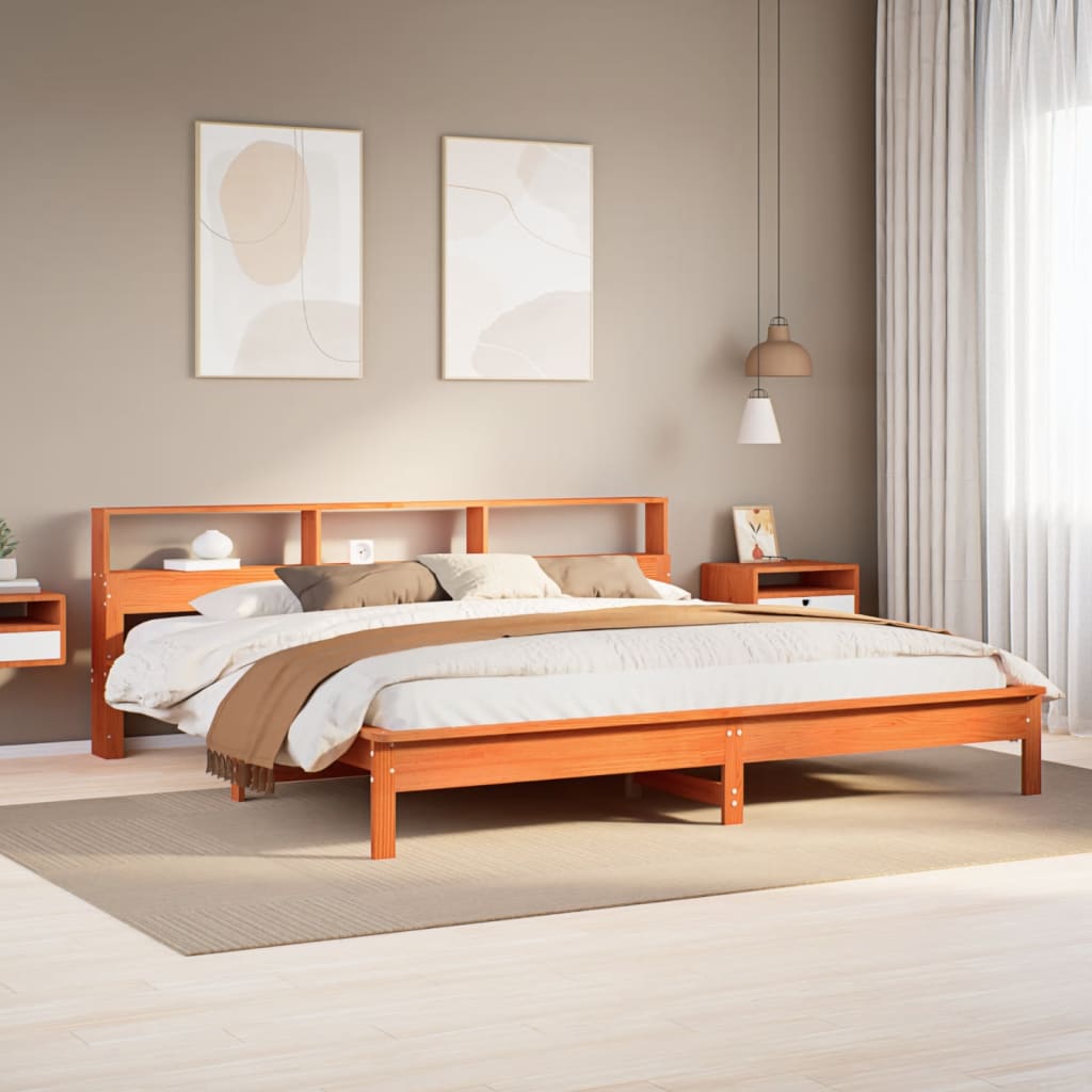 Bedframe Wax Brown 200x200cm Solid Wood Pine