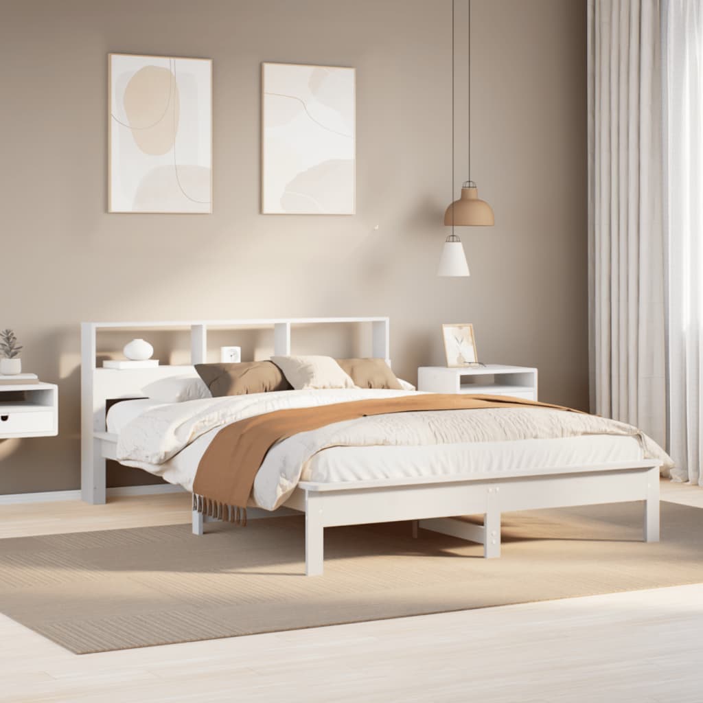 Bedframe White 135x190cm Double Solid Wood Pine