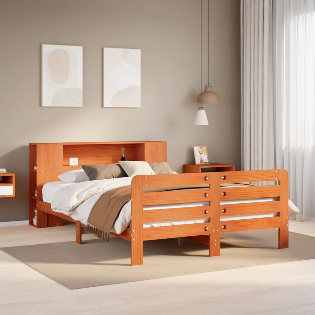 Bedframe Wax Brown 140x190cm Solid Wood Pine