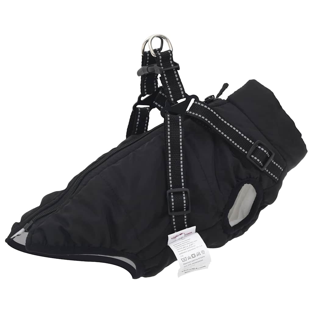 Dog Coat with Harness Waterproof Reflective Black XL