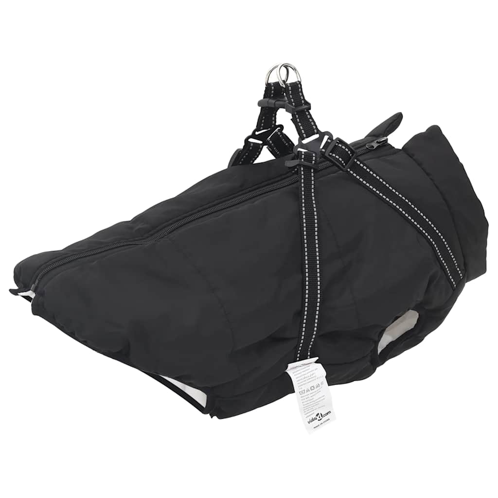 Dog Coat with Harness Waterproof Reflective Black 3XL