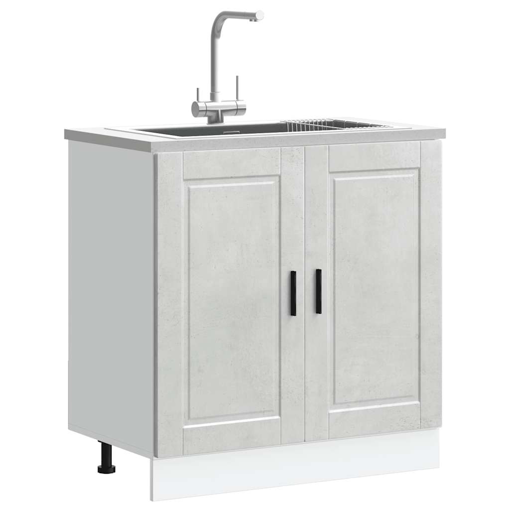 Sink Base Cabinet "Porto" Concrete Grey 80x46x81.5 cm Engineered Wood