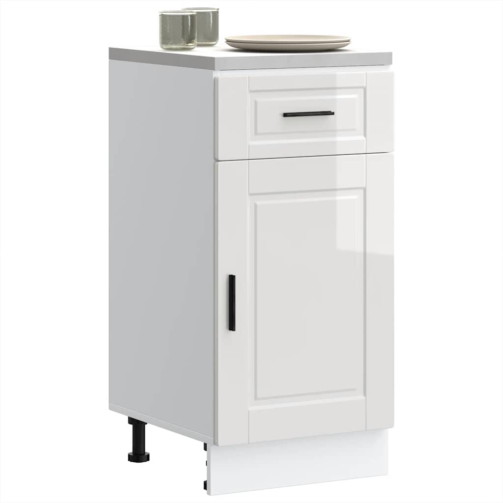 Kitchen Base Cabinet Porto High Gloss White Engineered Wood