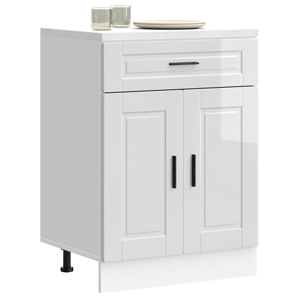 Kitchen Base Cabinet Porto High Gloss White Engineered Wood