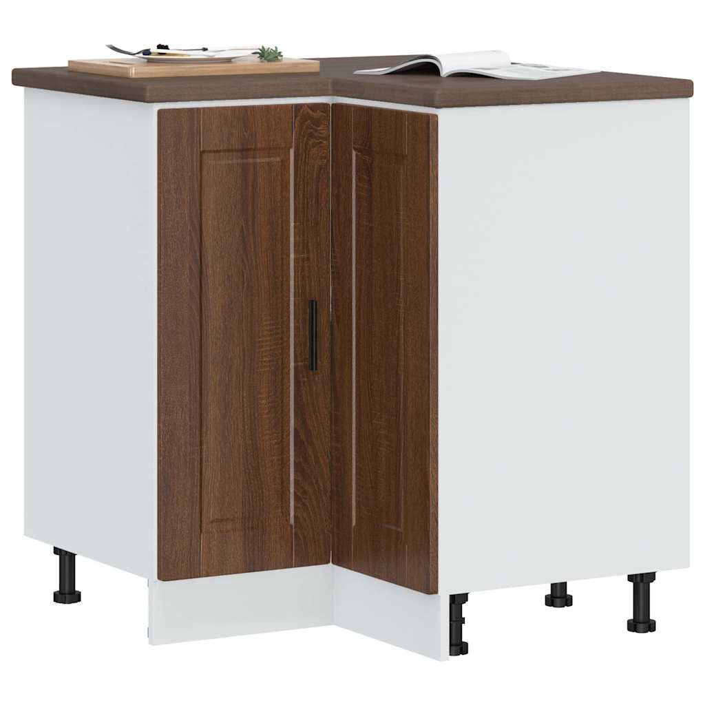 Kitchen Corner Base Cabinet Porto Brown Oak Engineered Wood