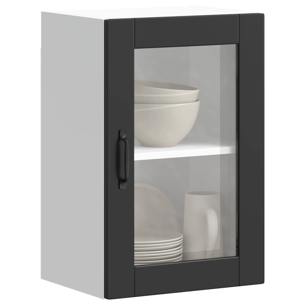 Kitchen Wall Cabinet with Glass Door Porto Black