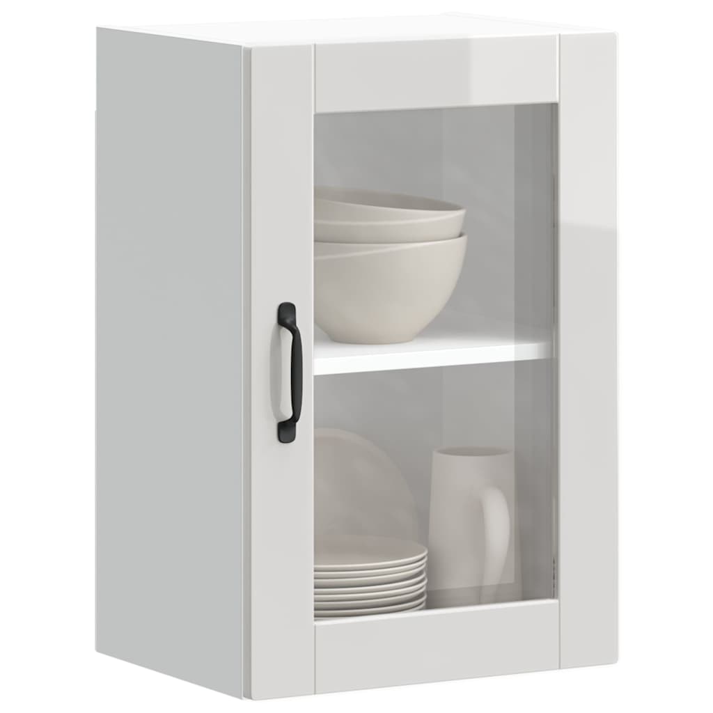 Kitchen Wall Cabinet with Glass Door Porto High Gloss White