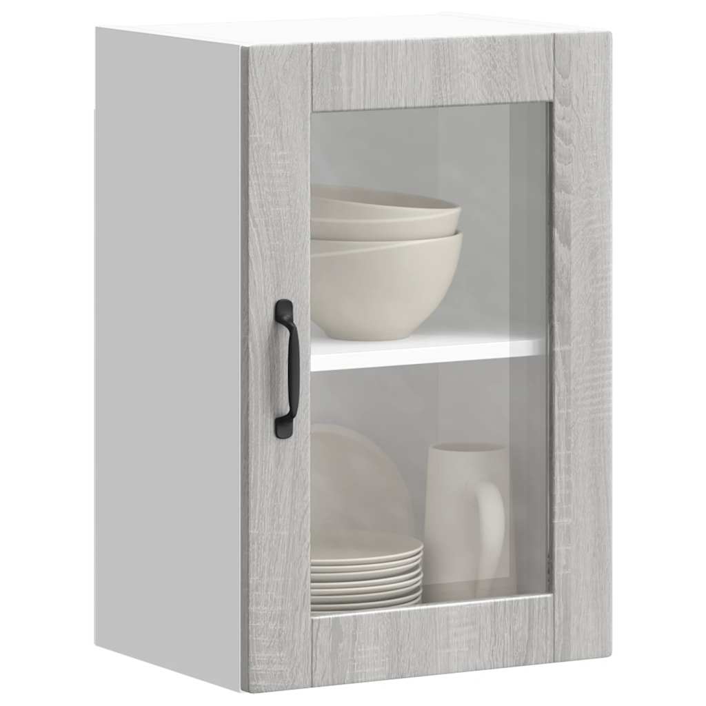 Kitchen Wall Cabinet with Glass Door Porto Grey Sonoma
