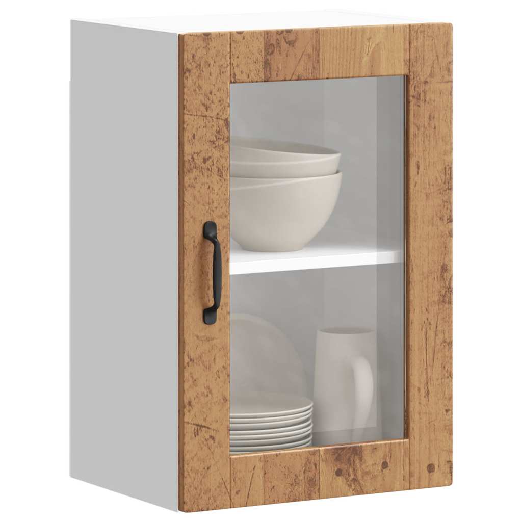 Kitchen Wall Cabinet with Glass Door Porto Old Wood