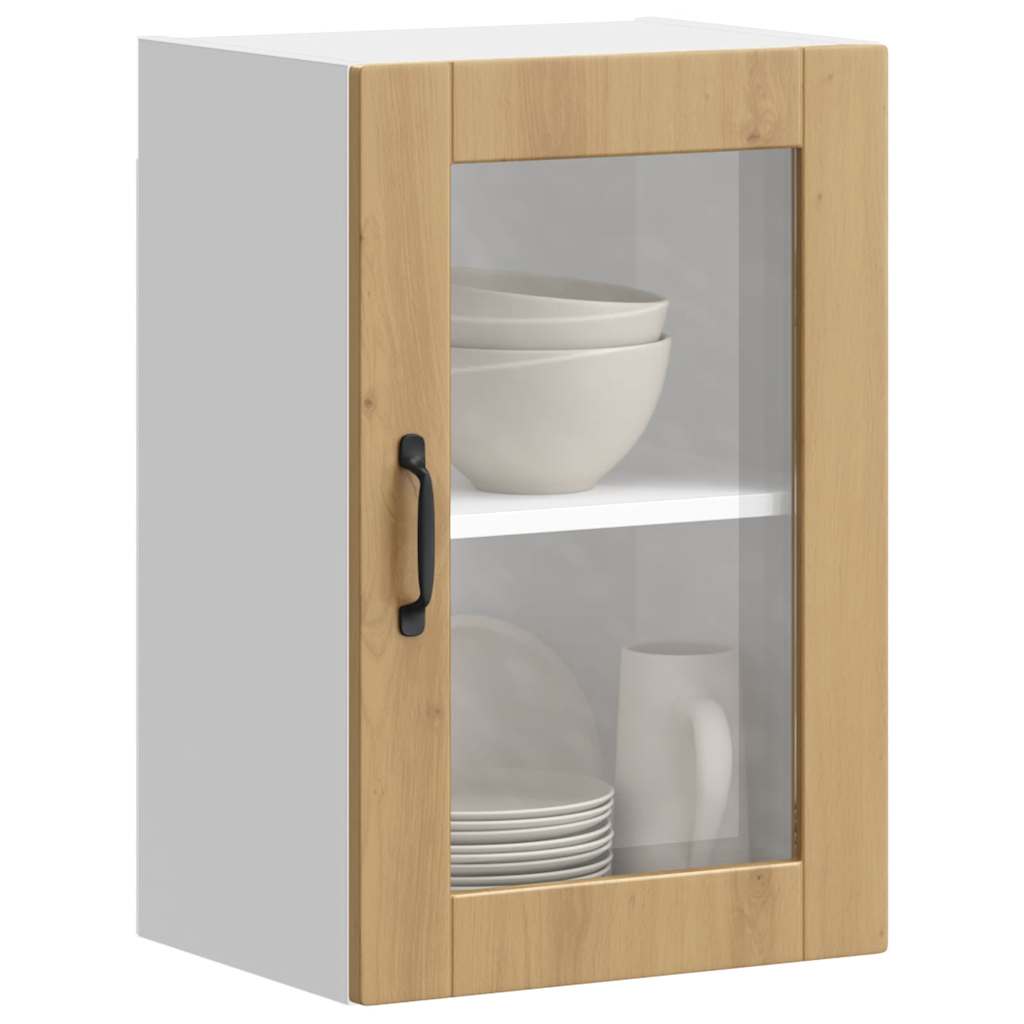 Kitchen Wall Cabinet with Glass Door Porto Artisan Oak