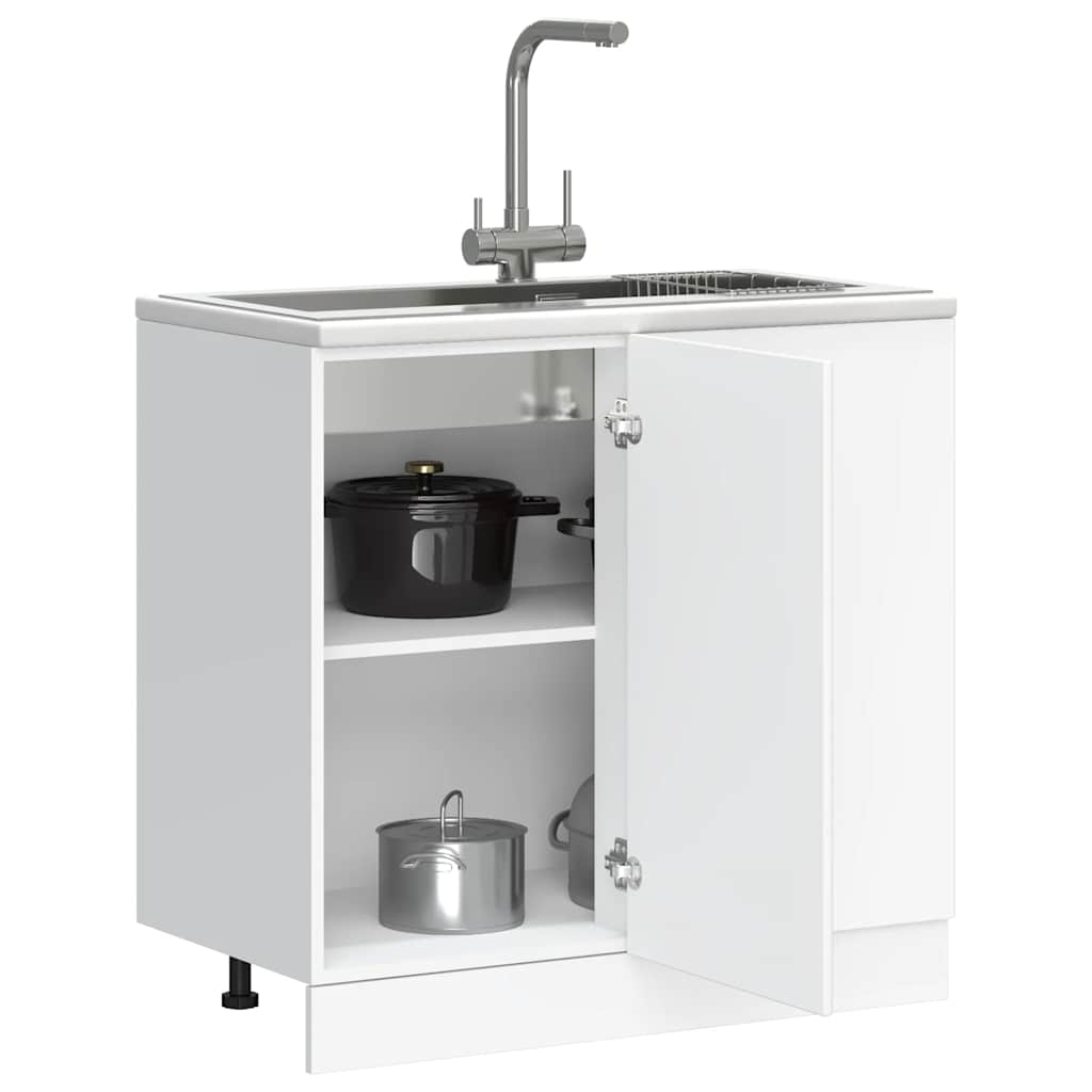 Sink Base Cabinet Lyon White Engineered Wood