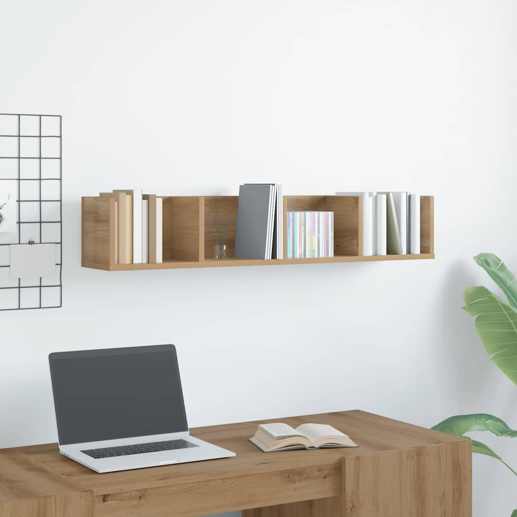 CD Wall Shelf Artisan Oak 100x18x18 cm Engineered Wood