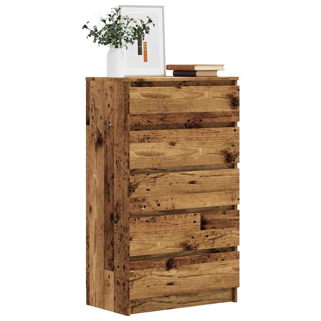 TIESTA Oak Finish Chest of Drawers - Medium-sized, 5 Drawers