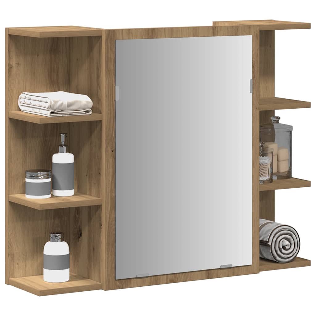 Bathroom Mirror Cabinet Artisan Oak 80x20.5x64 cm Engineered Wood