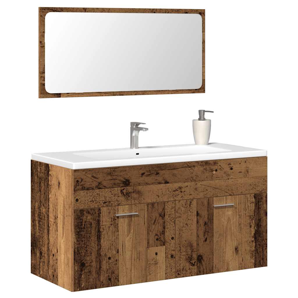 Bathroom Cabinet with Mirror Old Wood Engineered Wood
