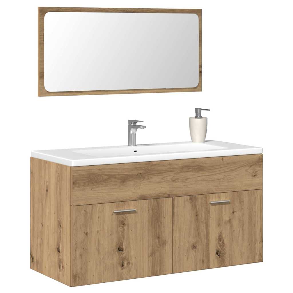 Bathroom Cabinet with Mirror Artisan Oak Engineered Wood