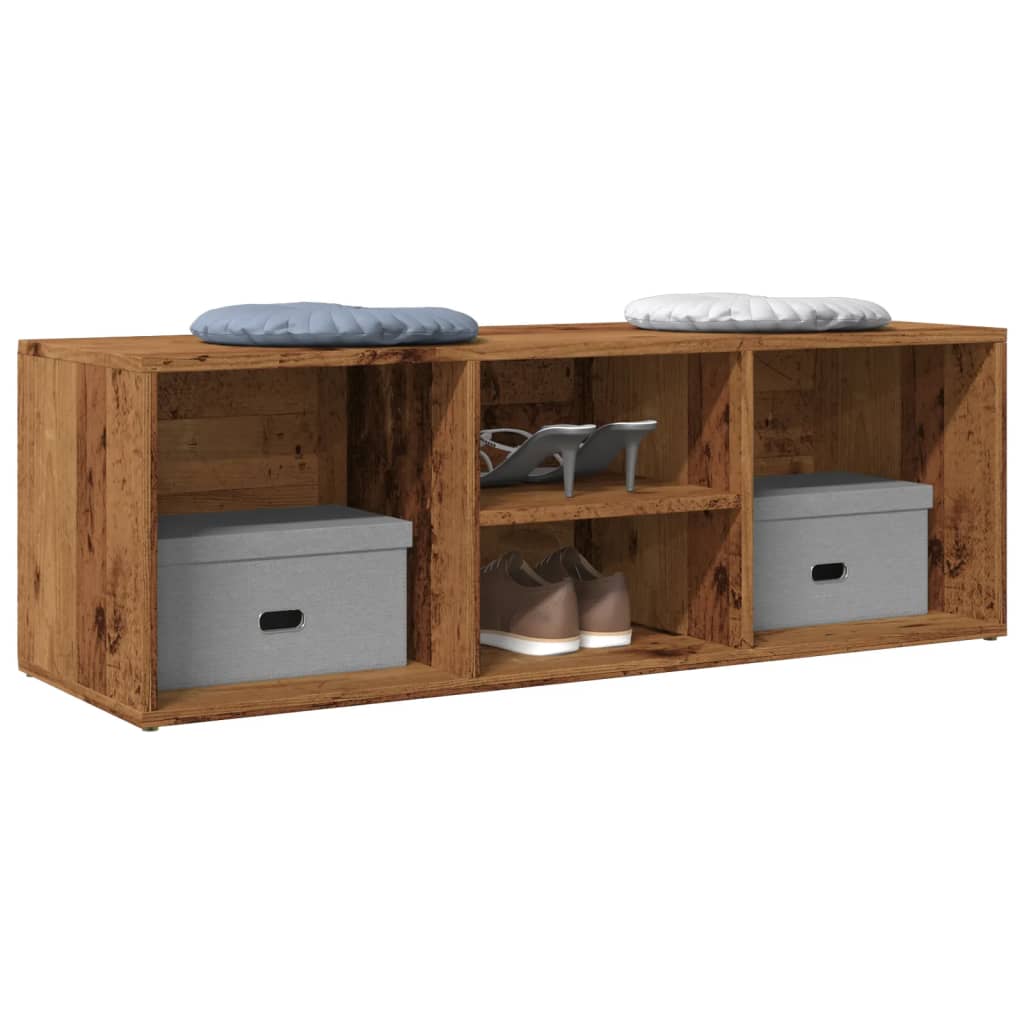 Medium Shoe Storage Bench Old Wood